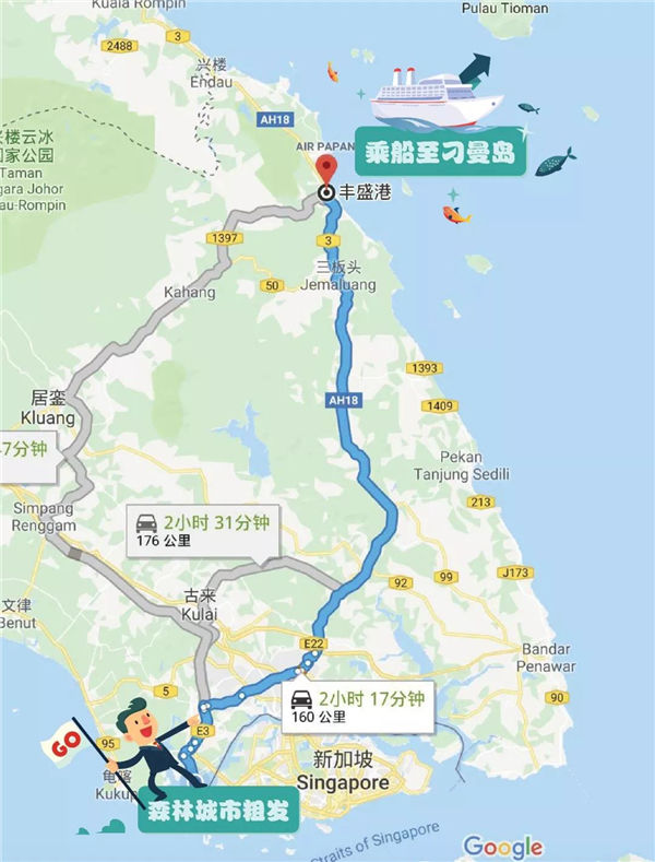 森林城市距刁曼岛的路线图