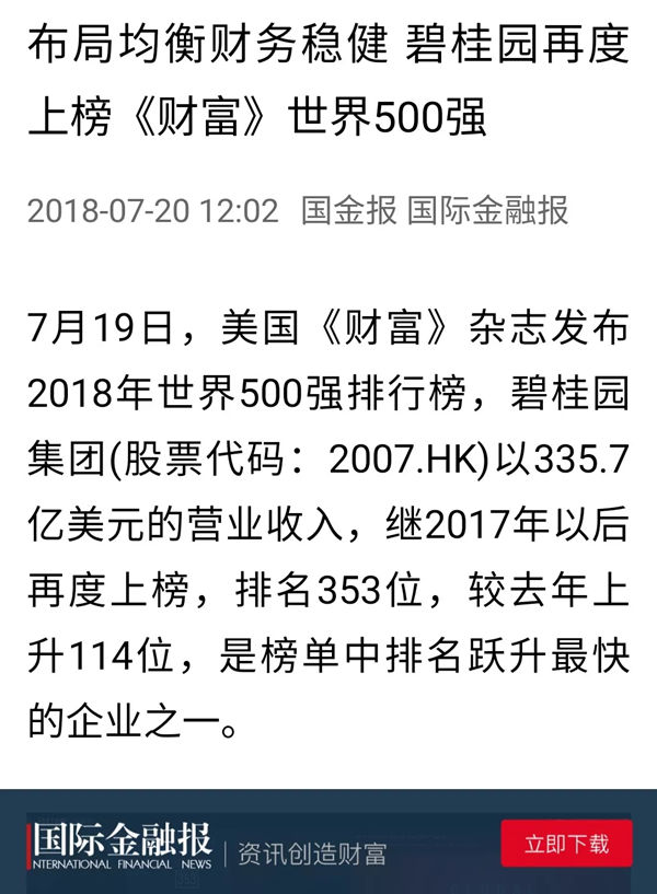 碧桂园上《国际金融报》