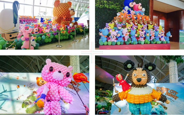森林城市的这些“熊宝宝”都是气球做成的